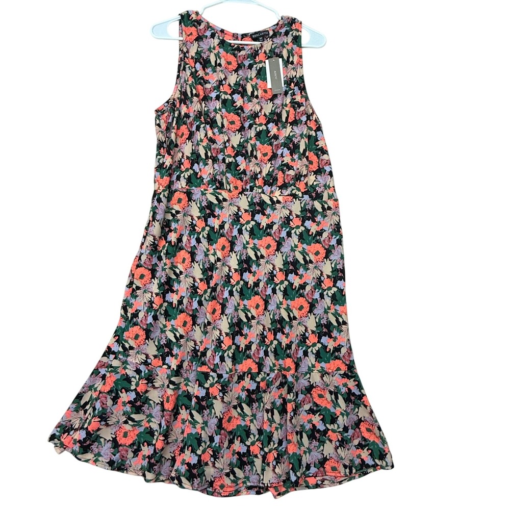 J.Crew Mercantile Womens 16T Floral Sleeveless Tiered Midi Dress NWT Black Multi